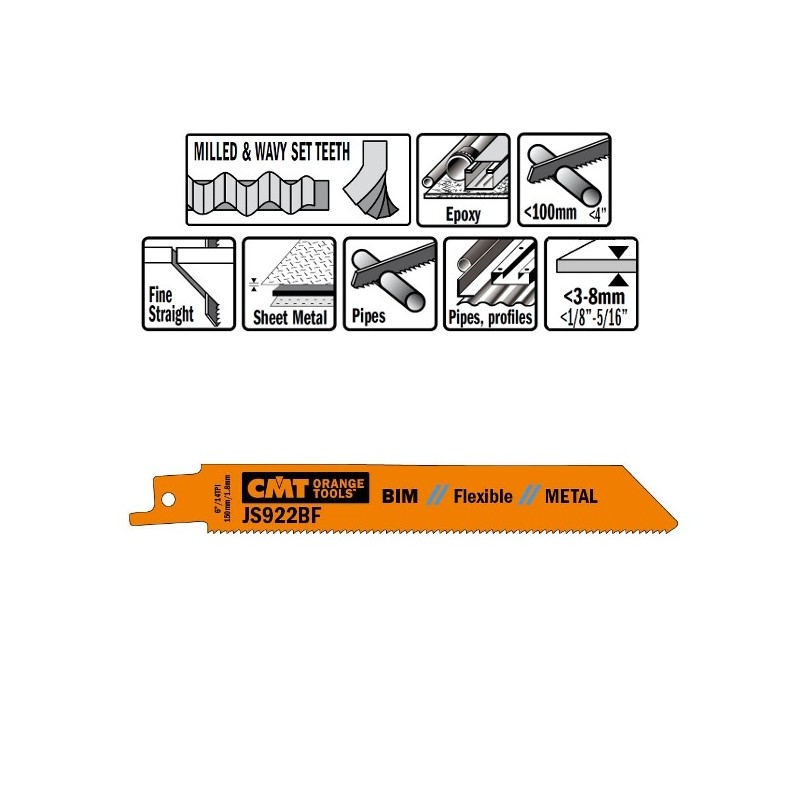 5 SABRE SAW BLADES FOR METALS BIM 150x1,8x14TPI