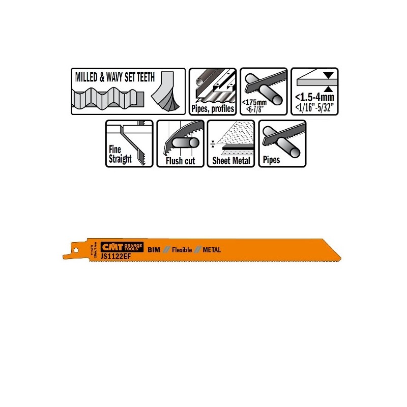 5 SABRE SAW BLADES FOR METALS BIM 225x1,4x18TPI