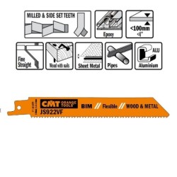 5 SABRE SAW BLADES FOR WOOD-METALS BIM 150x1,8-2,6x10-14TPI