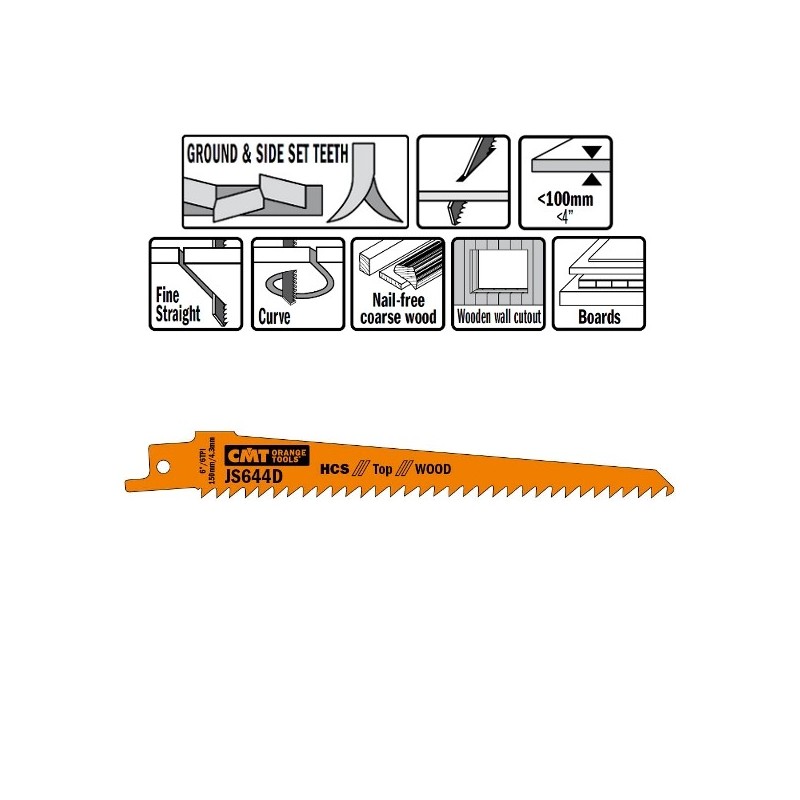 5 SABRE SAW BLADES FOR WOOD HCS 150x4,3x6TPI