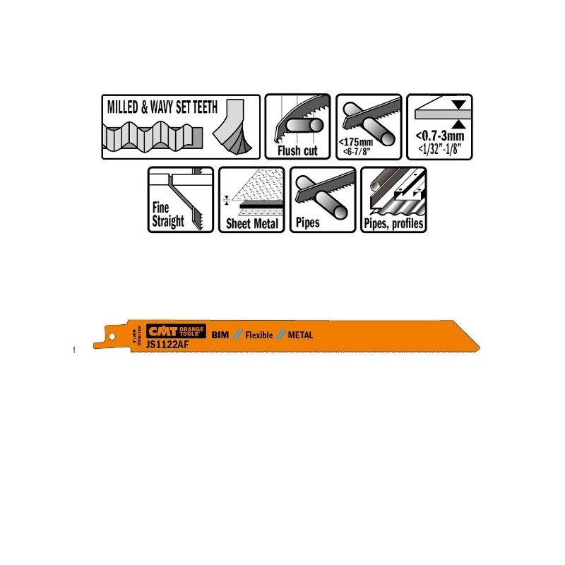 5 SABRE SAW BLADES FOR METALS BIM 225x1x24TPI