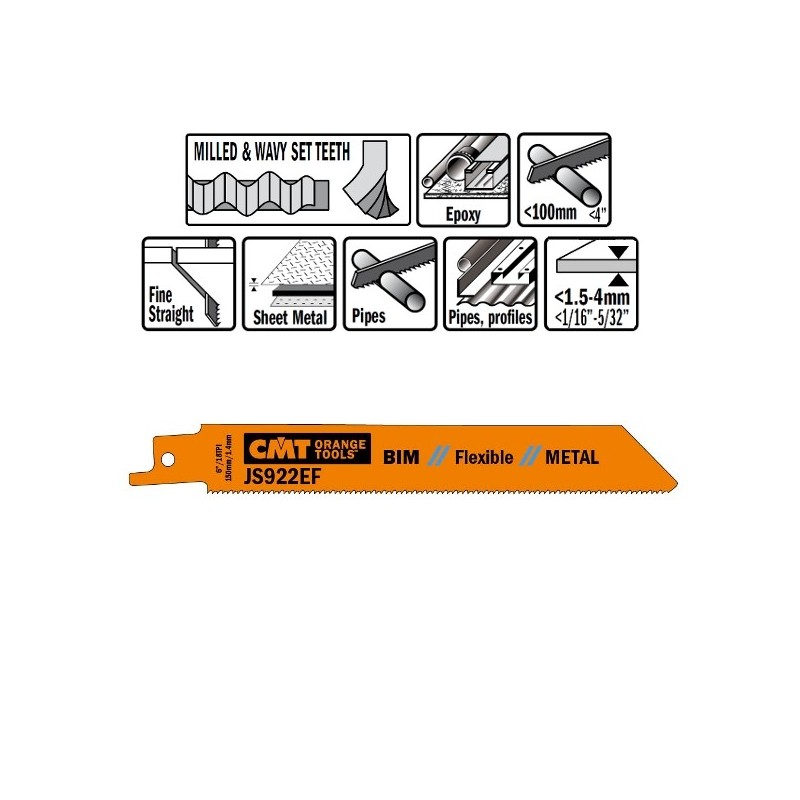 20 SABRE SAW BLADES FOR METALS BIM 150x1,4x18TPI