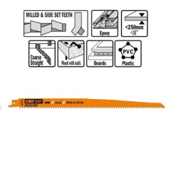 5 SABRE SAW BLADES FOR WOOD-METALS BIM 300x4,3x6TPI