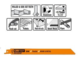 5 SABRE SAW BLADES FOR WOOD-METALS BIM 225x2,5x10TPI