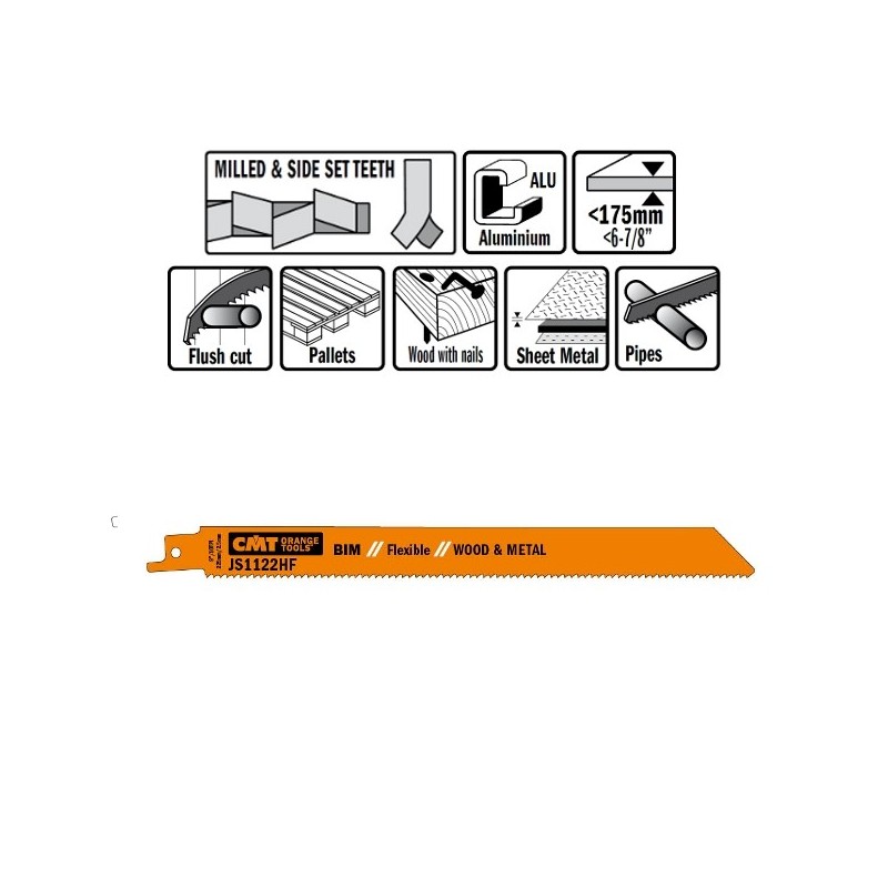 5 SABRE SAW BLADES FOR WOOD-METALS BIM 225x2,5x10TPI