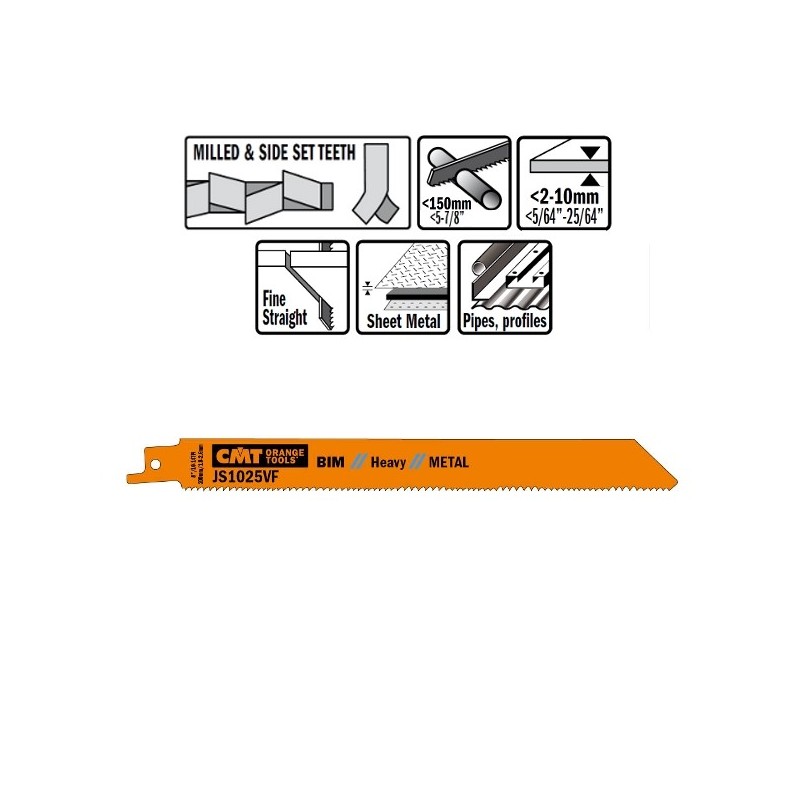 5 SABRE SAW BLADES FOR METALS BIM 200x1,8-2,6-14TPI