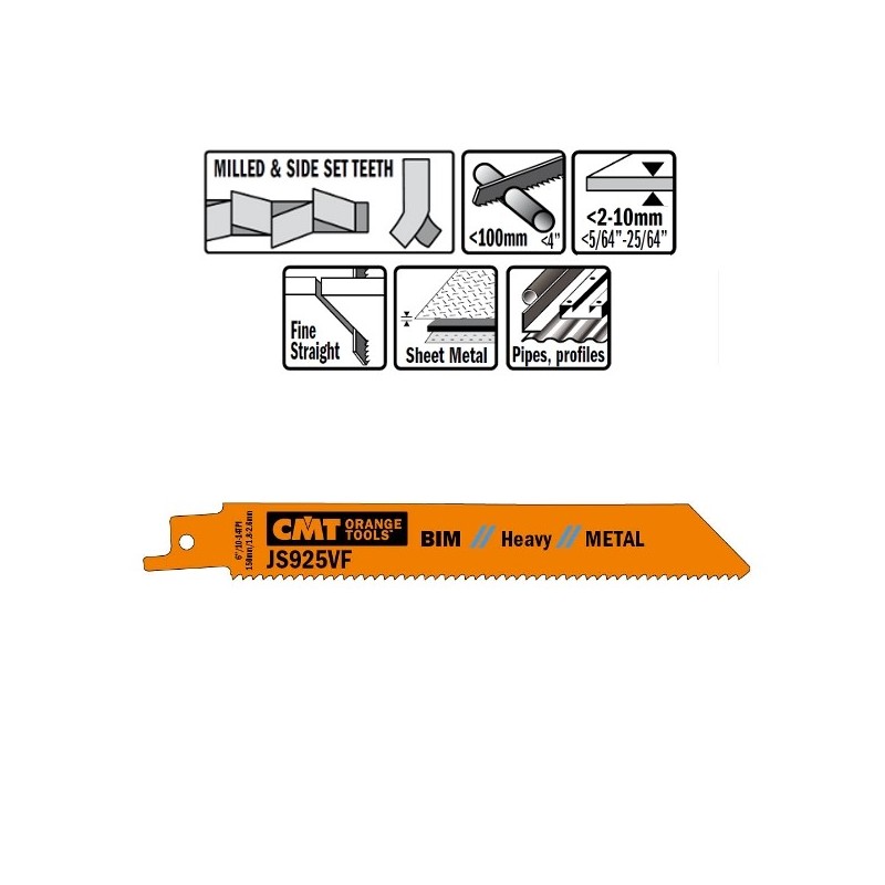 5 SABRE SAW BLADES FOR -METALS BIM 150x1,8-2,6x10-14TPI