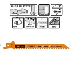 5 SABRE SAW BLADES FOR WOOD-METALS BIM 150x4,3x6TPI