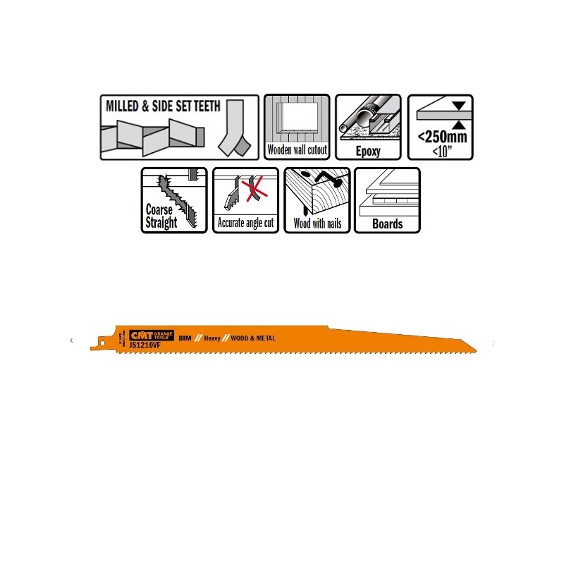 5 SABRE SAW BLADES FOR WOOD-METALS BIM 300x3,2-5x5-8TPI