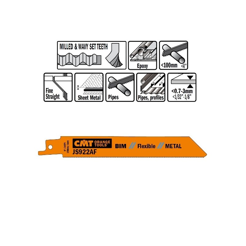 5 SABRE SAW BLADES FOR METALS BIM 150x1x24TPI