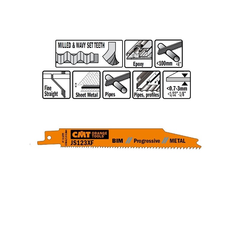 5 SABRE SAW BLADES FOR METALS BIM 150x1,8-3,2x8-14TPI