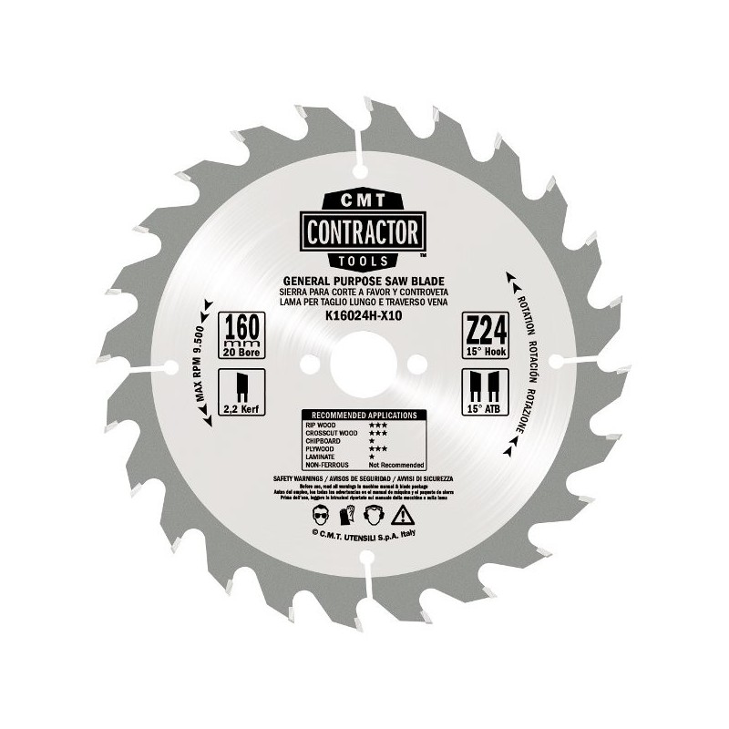 GENERAL PURPOSE SAW BLADE 190x2.2-1.4x30 Z24 ATB