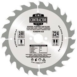 GENERAL PURPOSE SAW BLADE 165x1.7-1.1x20 Z24 ATB 15POS min. 10 pcs