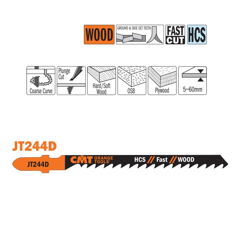 5 JIG SAW BLADES HCS 100x4x6TPI WOOD-CURVE-RAW