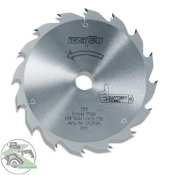 TCT saw blade, 160 x 1.1/1.6 x 20 mm, 16 teeth, FT/TT, ideal for battery use.