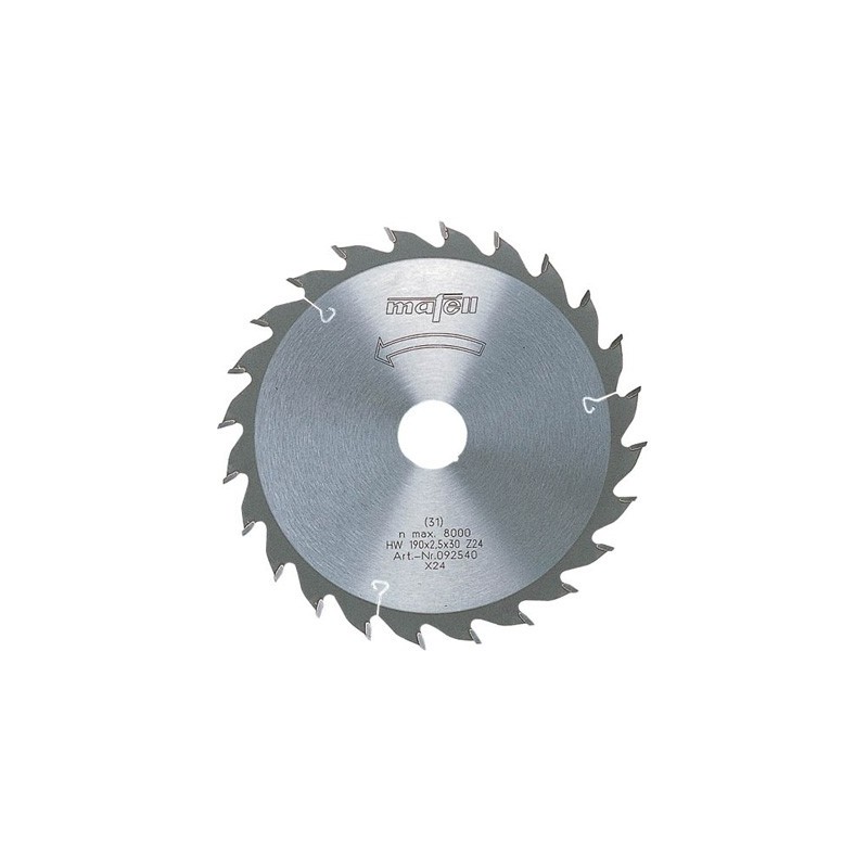 TCT pjūklas, 190 x 1,8/2,5 x 30 mm, 24 dantys, AT