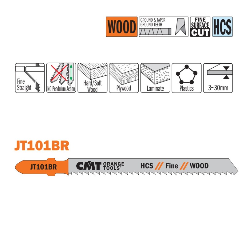 5 JIG SAW BLADES HCS 100x2.5x10TPI WOOD-STRAIGHT-FINE