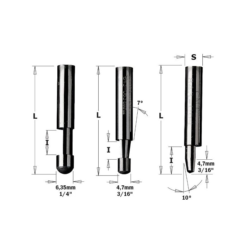 50-PCS SOLID HWTRIMMER BITS-6.35 D-6.35X6.35