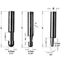 Kietosios karbido pjovimo bitas S-6.35 D-4.76 DEG.7