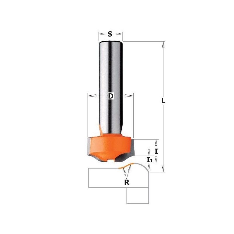 HW SOLID SURFACE NO-DRIP ROUTER BIT S-12,7 D-25,4X12,7 R-7,93