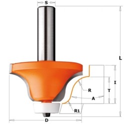 HW SOLID SURFACE ROUNDOVER BOWL BIT W-BEAR. S-12,7 D-54 A-15 R-12,7-6,35