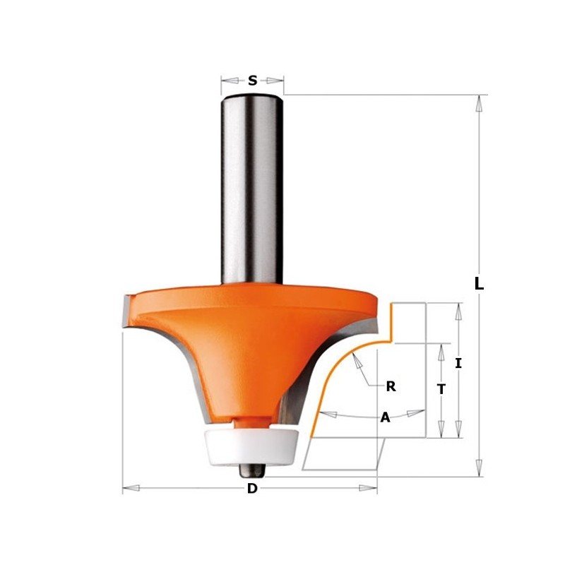 HW SOLID SURFACE ROUND OVER BOWL BIT W-BRNG S-12,7 D-54 A-18 R-12,7