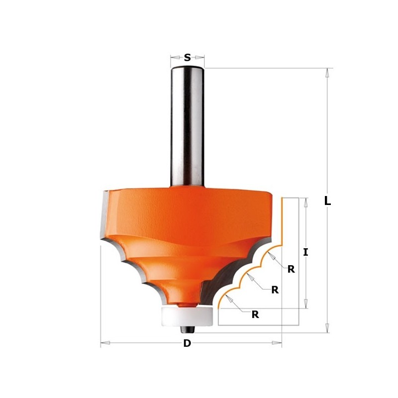 DECORATIVE EDGE BIT FOR CORIAN HW S-12 D-66.7x41.3 R-7.93