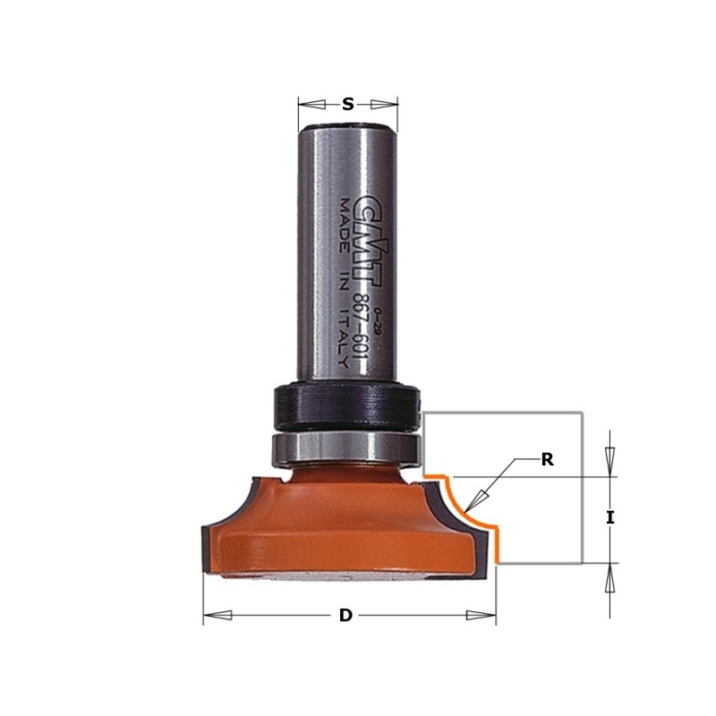 MOLDING BIT W-BRNG HW S-12.7 D-38.05 R-6.3