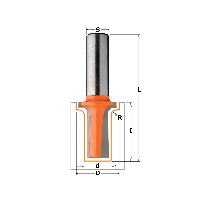 ROUNDOVER ELONGATED PLUNGER ROUTER BIT HW Z2 S-12,7 D-12,7-22 R-3,2 RH