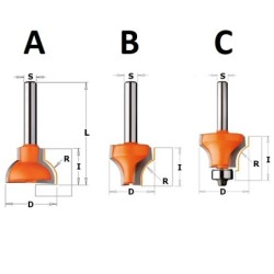 HW OVOLO SASH ROUTER BIT F S-8 D-22X19 R-10