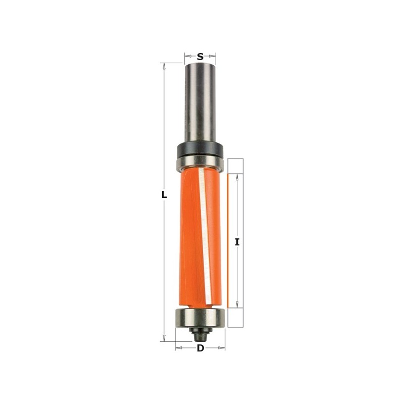 SUPER-DUTY FLUSH TRIM BIT WITH BEARING, HARDWARE SIZE 12, DIAMETER 19X25.4 RIGHT HAND