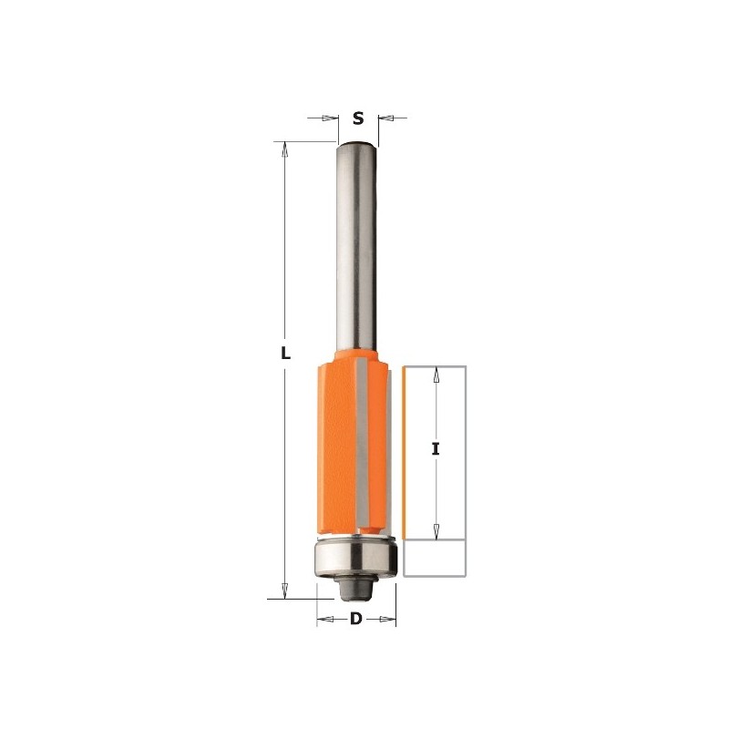 FLUSH TRIM BIT HW Z3 S-8 D-12.7X25.4 dešinysis