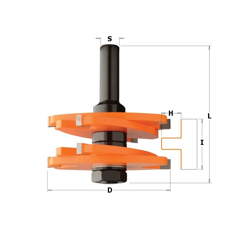 TENON CUTTING ROUTER BIT HW S-1-2 D-2-61-64x3-16 to 3-8