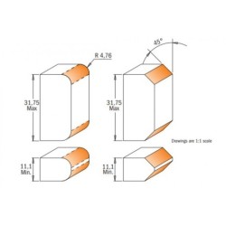 HW ADJUSTABLE ROUNDOVER-BEVEL BIT Z2 S-12 D-38x31,75 RH