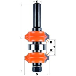 ADJUSTABLE DOUBLE ROUNDOVER BIT HW R2+R3 S-12 D-34X31,75