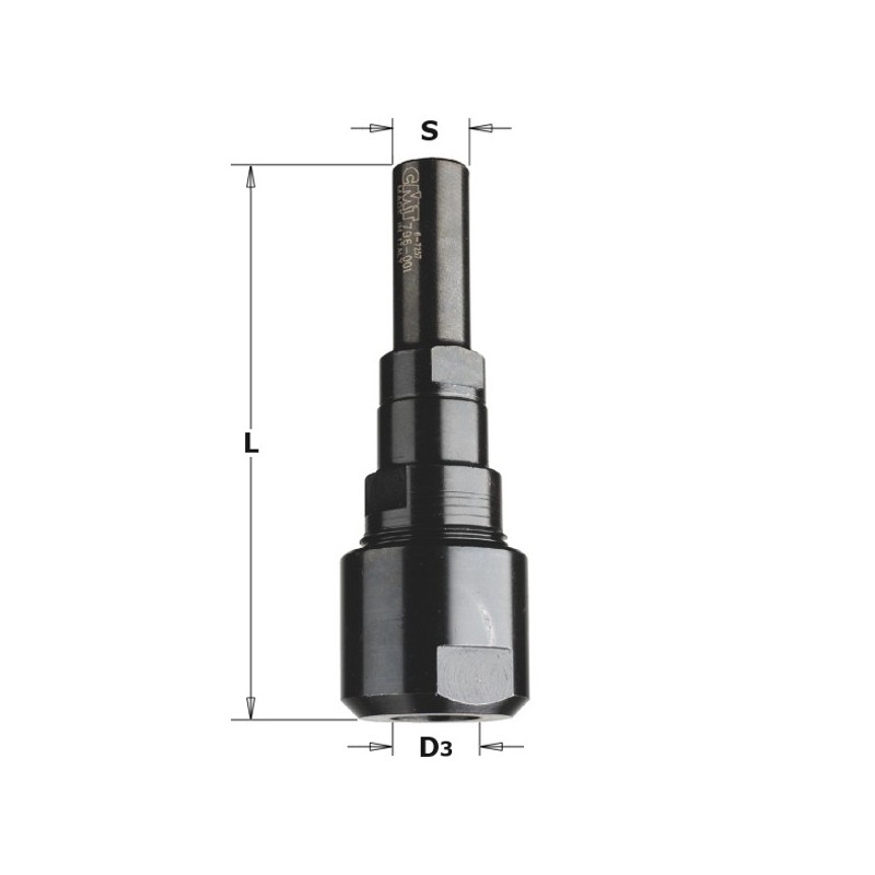 ROUTER CHUCK EXTENSION W- SHANK 12.7MM AND COLLET 6.35MM