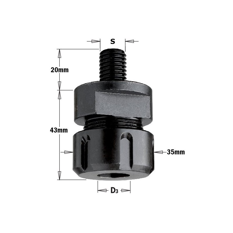 CHUCK W-OUT COLLET S-M14X2 FOR COLLET ER20