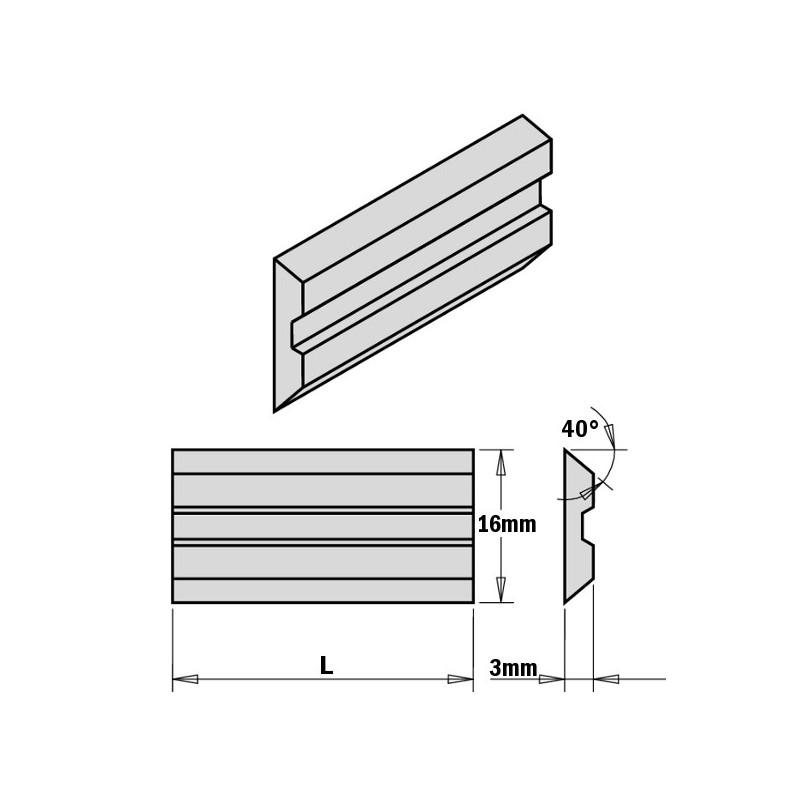 2-PIECE HPS PLANER AND JOINTER KNIFE SET FOR CENTROLOCK SYST. 270X16X3