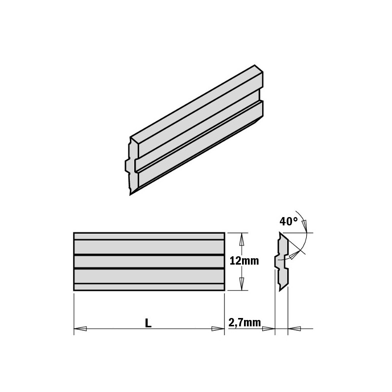 2-PIECE HPS PLANER AND JOINTER KNIFE SET FOR .CENTROSTAR, CENTROFIX AND QUICKFIX. 250X12X2,7