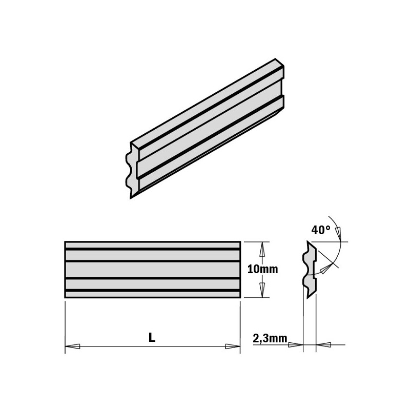 2-PIECE HPS PLANER AND JOINTER KNIFE SET FOR TERSA SYSTEMS 500X10X2,3