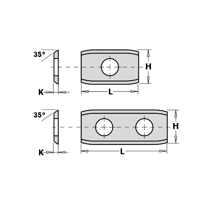 HW-HC REPLACEABLE KNIFE 2 CUTTING EDGES 35 50X12X1.5MM