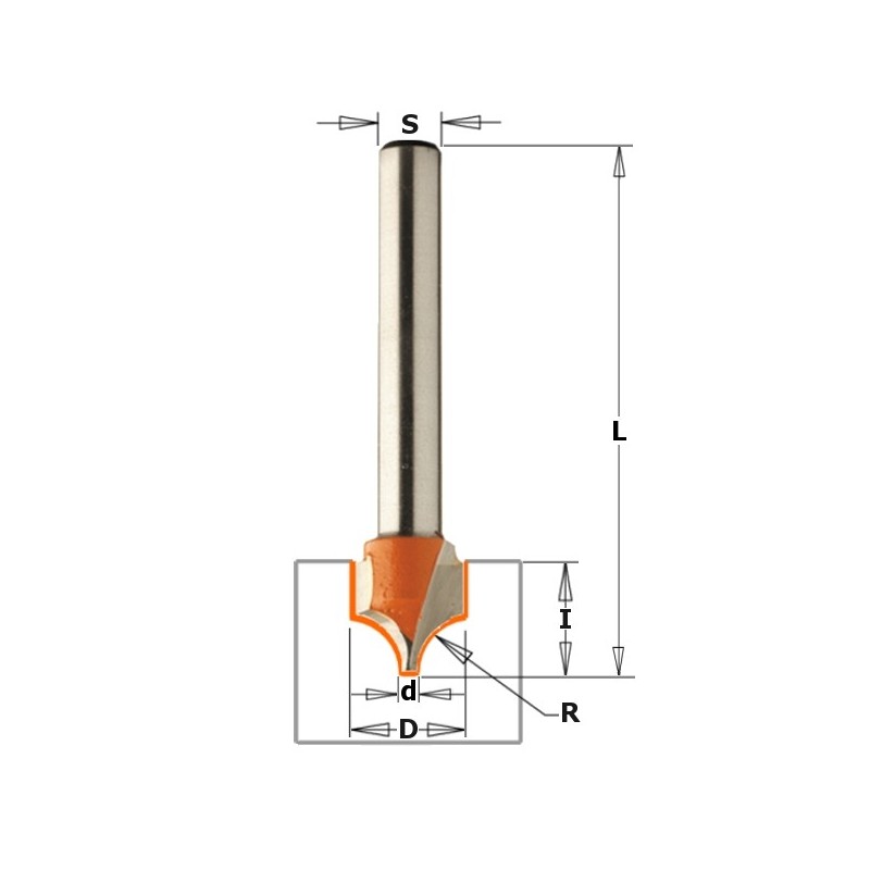 ROUND NOSE BIT HM S-8 D-10 R-5