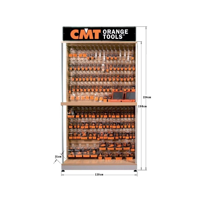 EMPTY DISPLAY CABINET W-HOOKS FOR SAW BLADES 105X31X196CM