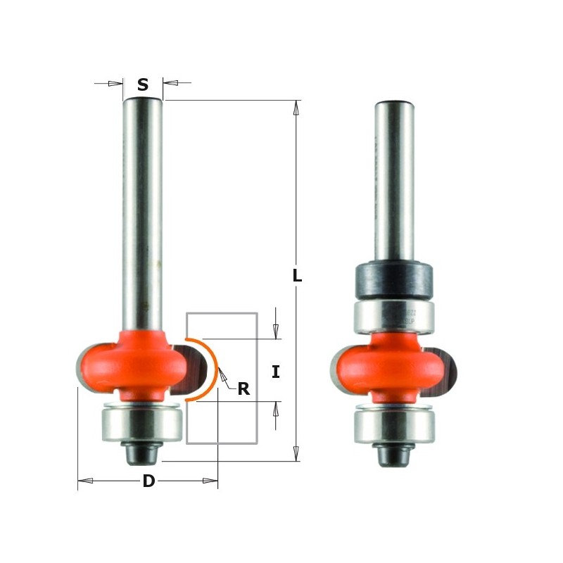 HW EDGE-FLUTING ROUTER BIT Z2 S-6 D-20,7 R-4