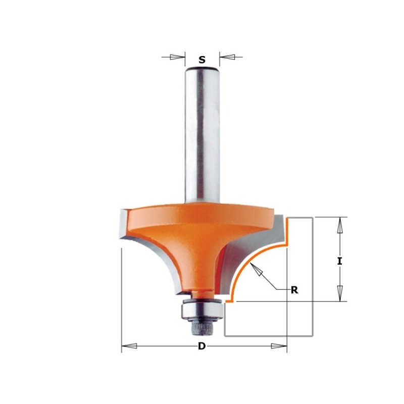 BEADING ROUTER BIT HW S-12.7 D-25.4 R-6.4