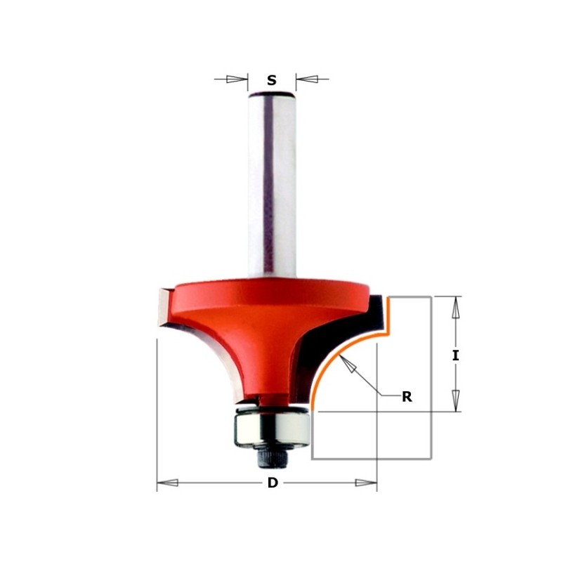 ROUNDOVER BIT W-BRNG HW S-6 D-25.4X12.7