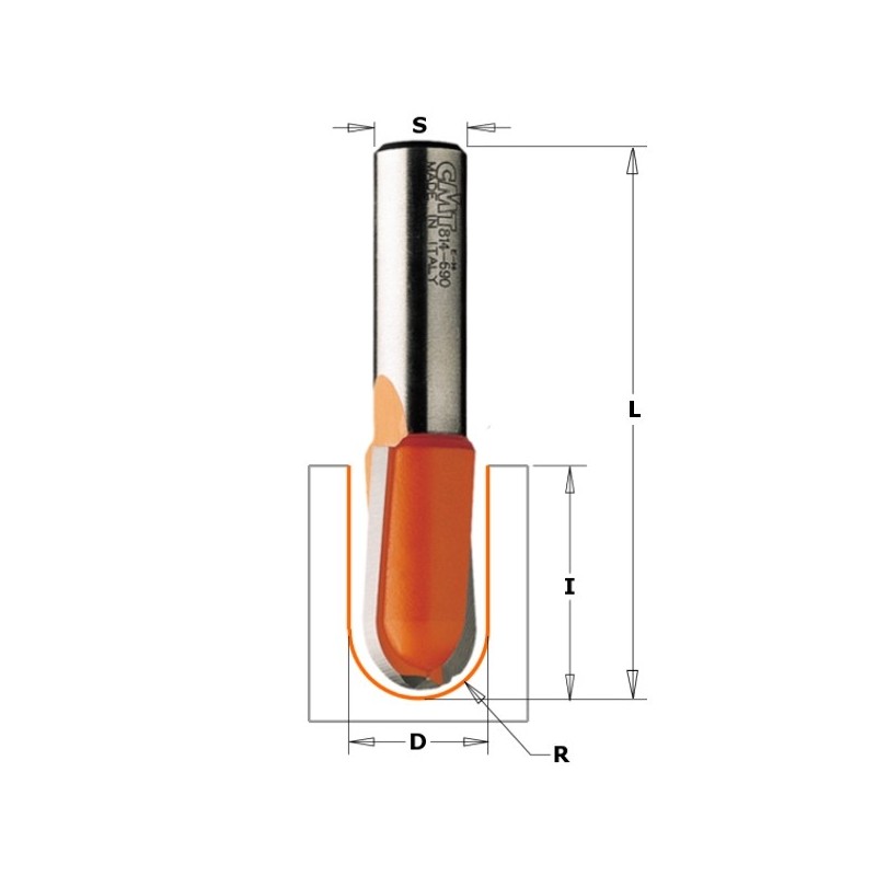 ROUND NOSE BIT SOLID HW S-8 D-6X12,7