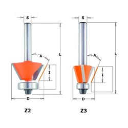 HW CHAMFER BIT 25 W-BRNG S-6,35 D-19,05X10,2X52 RH