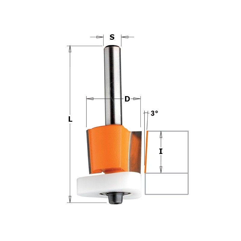 HW FLUSH TRIM ROUTER BIT W- TRIANGULAR BEARING S-6.35 D-12.7X12.7