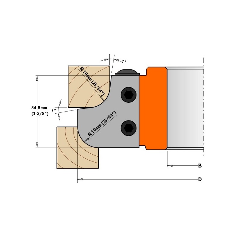 KONKAVUS-KONVEKSINIS RADIUSINIS PEILIŲ PORA 40X30X2 R-12 GALVOMS 694.007